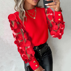 ELISE™ - Haut glamour à manches en maille
