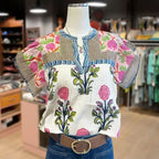 ELOUISA™ - Haut fleuri mélangé doux style vintage