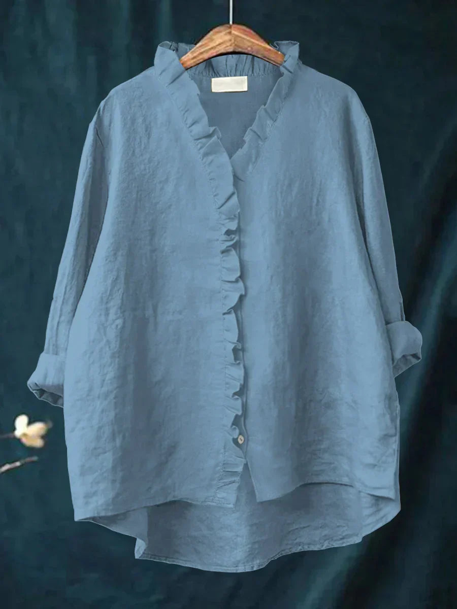 Géraldine | Chemise à col froufrou