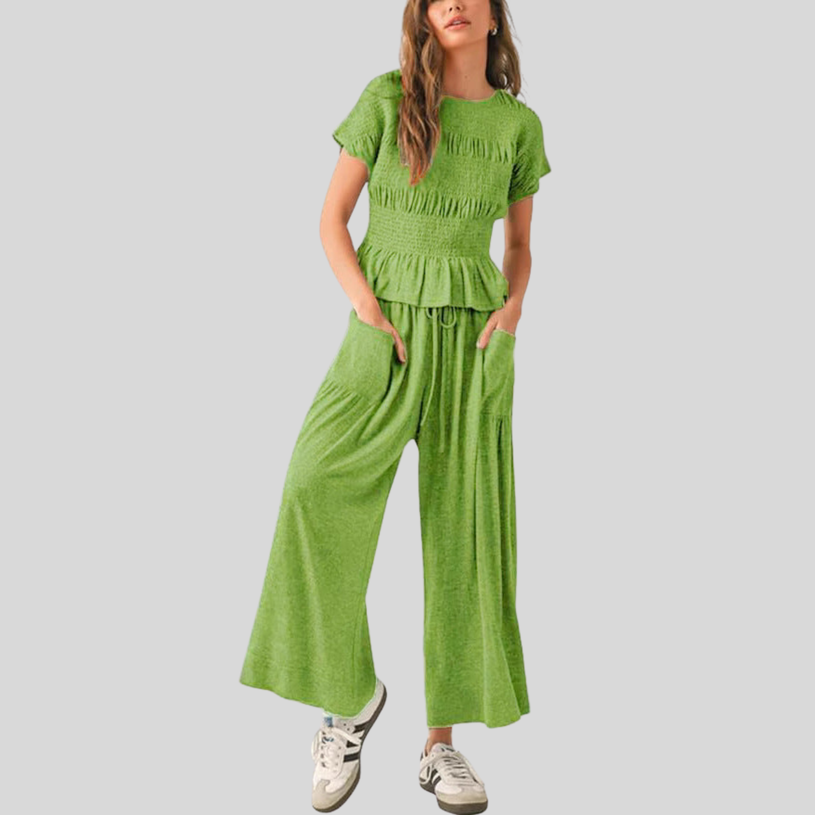 HEATH™ - Ensemble de détente décontracté composé d'un haut et d'un pantalon à jambes larges