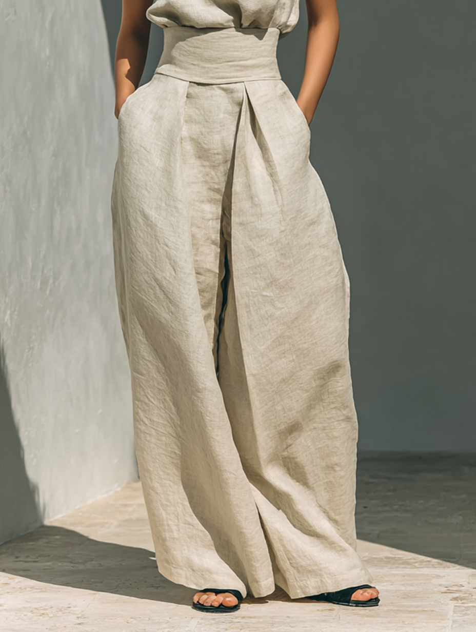 Carol | Ensemble pantalon large et caraco minimaliste
