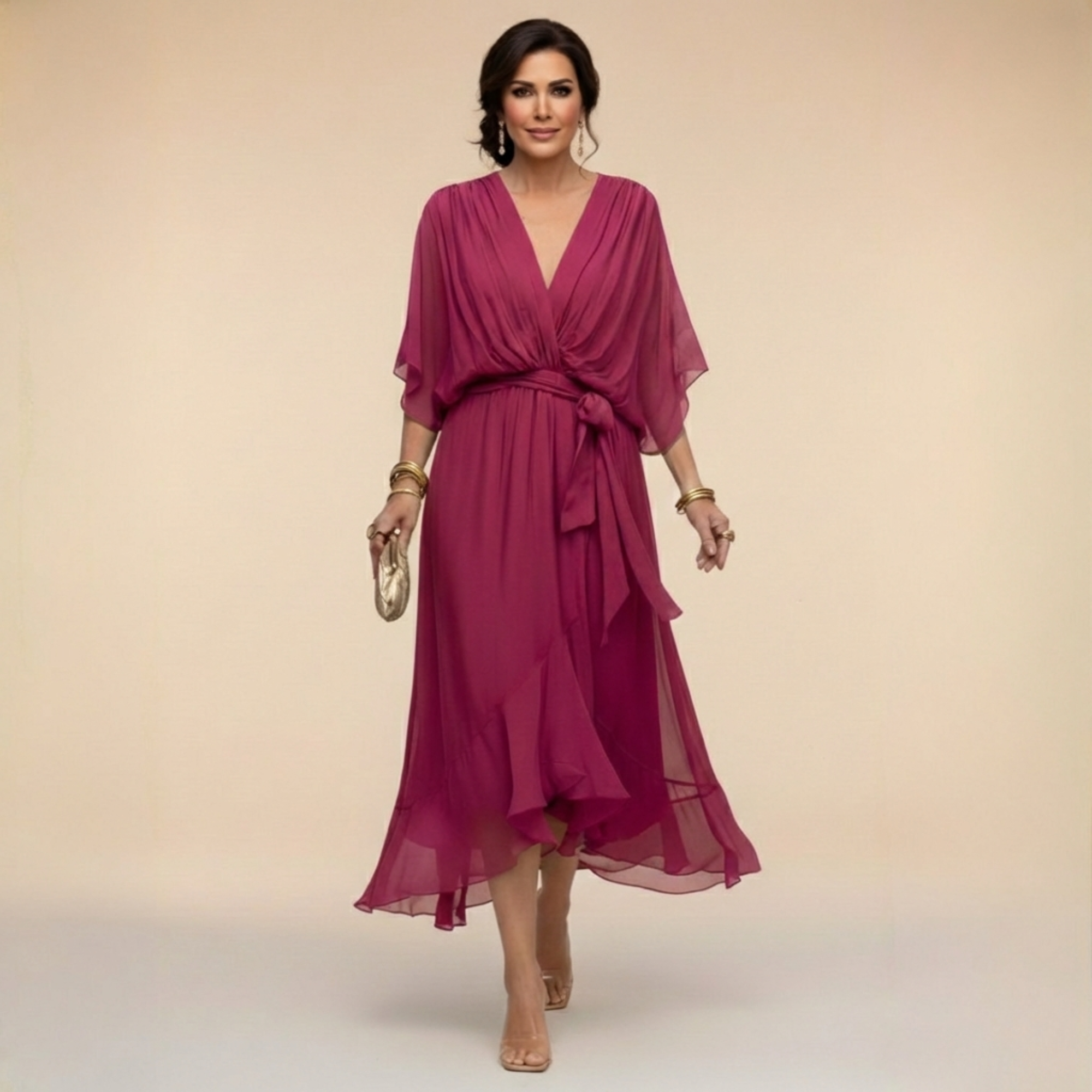 Vivienne | V-Neck Chiffon Dress