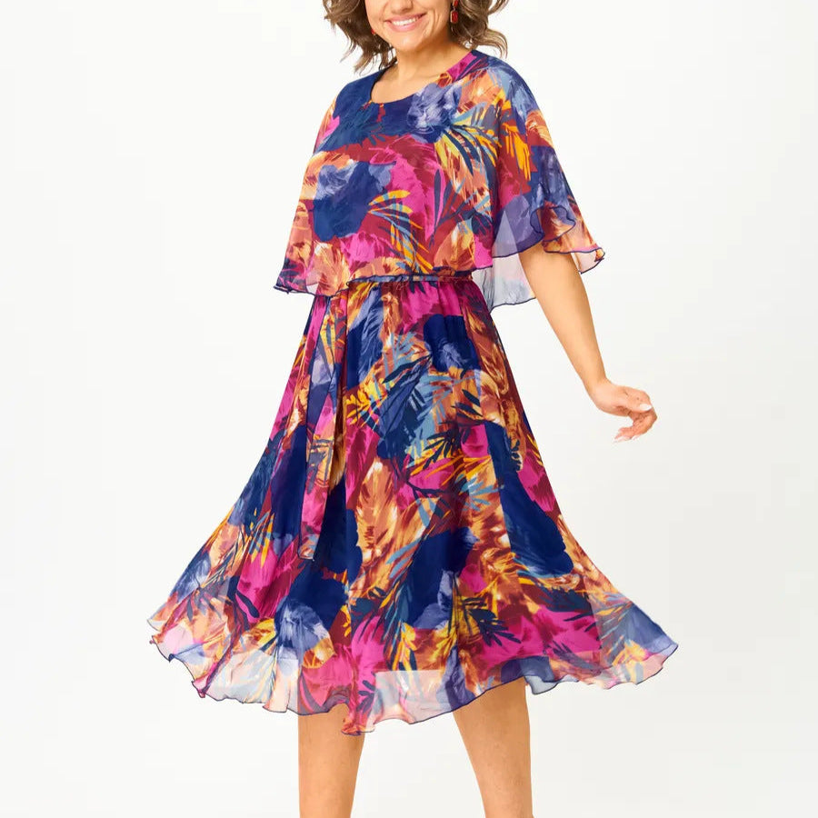 Evelyn | Robe midi en mousseline grande taille