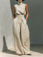 Carol | Ensemble pantalon large et caraco minimaliste