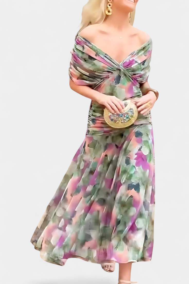 Gloria | Robe longue fleurie col en V