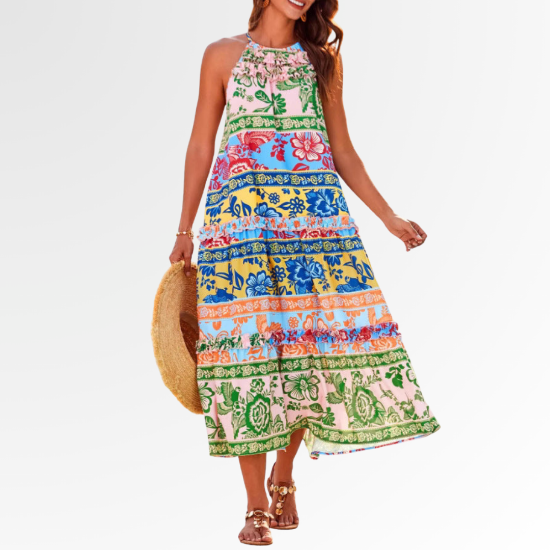Lorraine | Boho Halter Maxi Dress