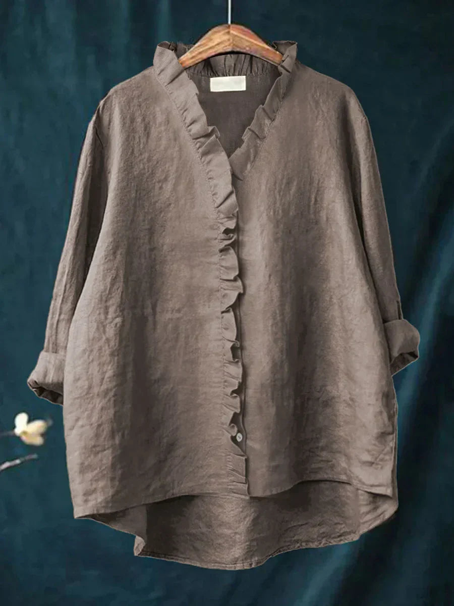 Géraldine | Chemise à col froufrou