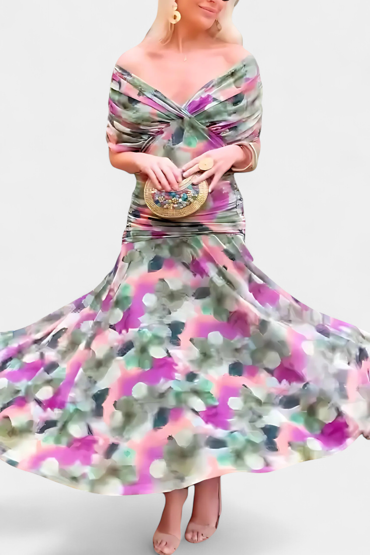 Gloria | Robe longue fleurie col en V