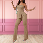 INEZ™ - Ensemble élégant haut bustier et pantalon fendu à la taille