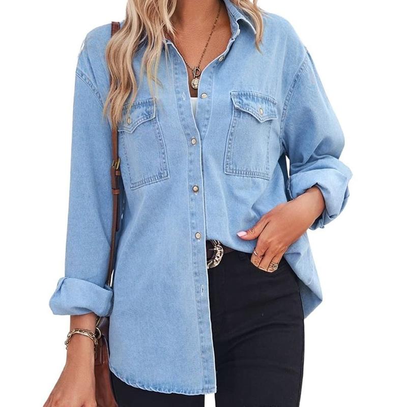 CHARLOTTE ™ - Chemise en jean vintage à manches longues pour tenues décontractées chics