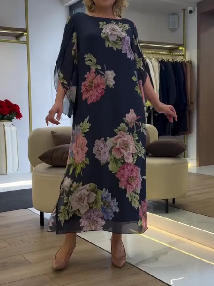 Bernadette | Robe longue en mousseline à imprimé floral