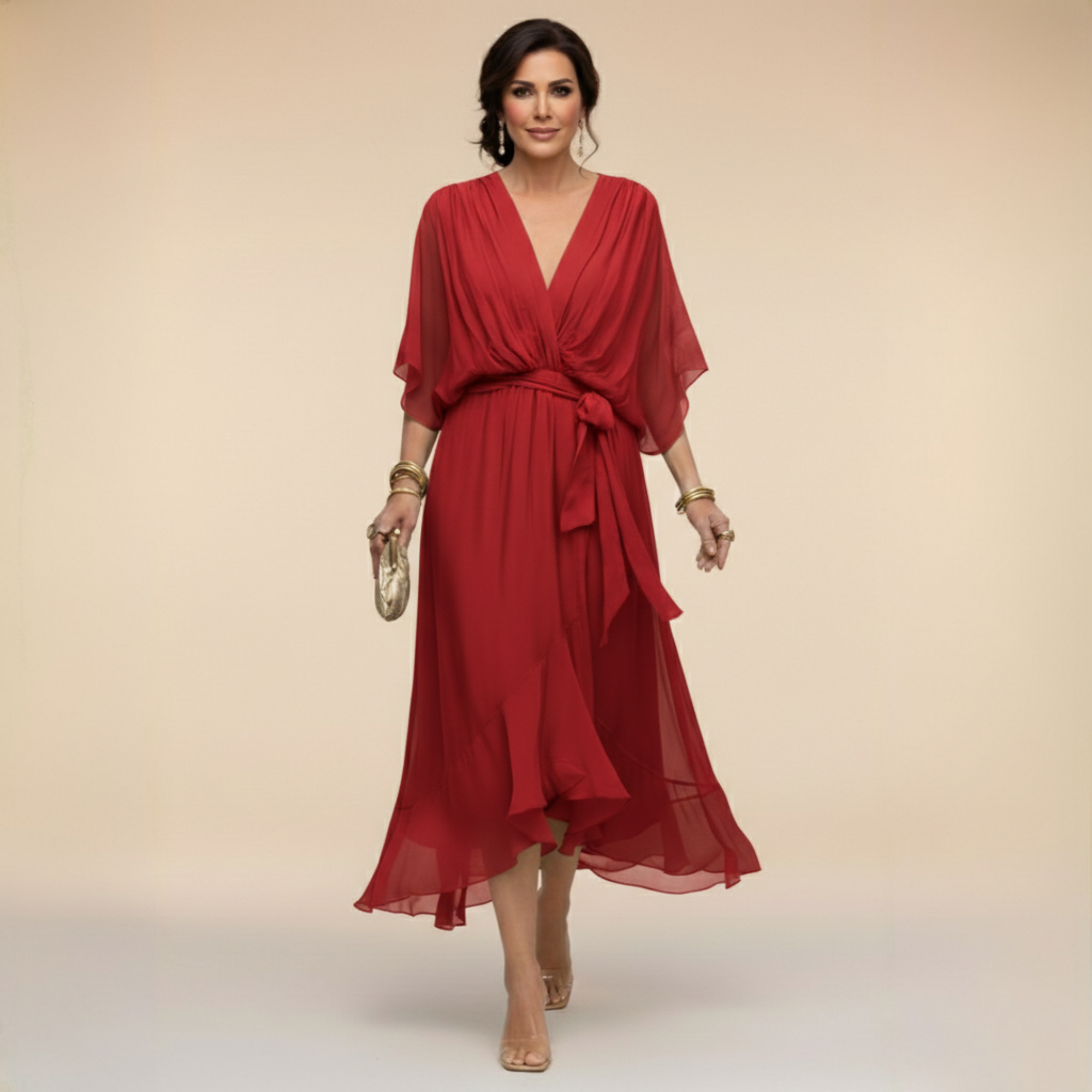 Vivienne | V-Neck Chiffon Dress