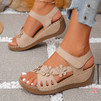 Elowen | Floral Grace Wedge Sandals