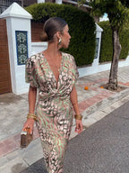 Frances | Robe longue torsadée sur le devant