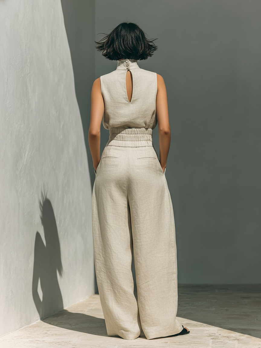 Carol | Ensemble pantalon large et caraco minimaliste
