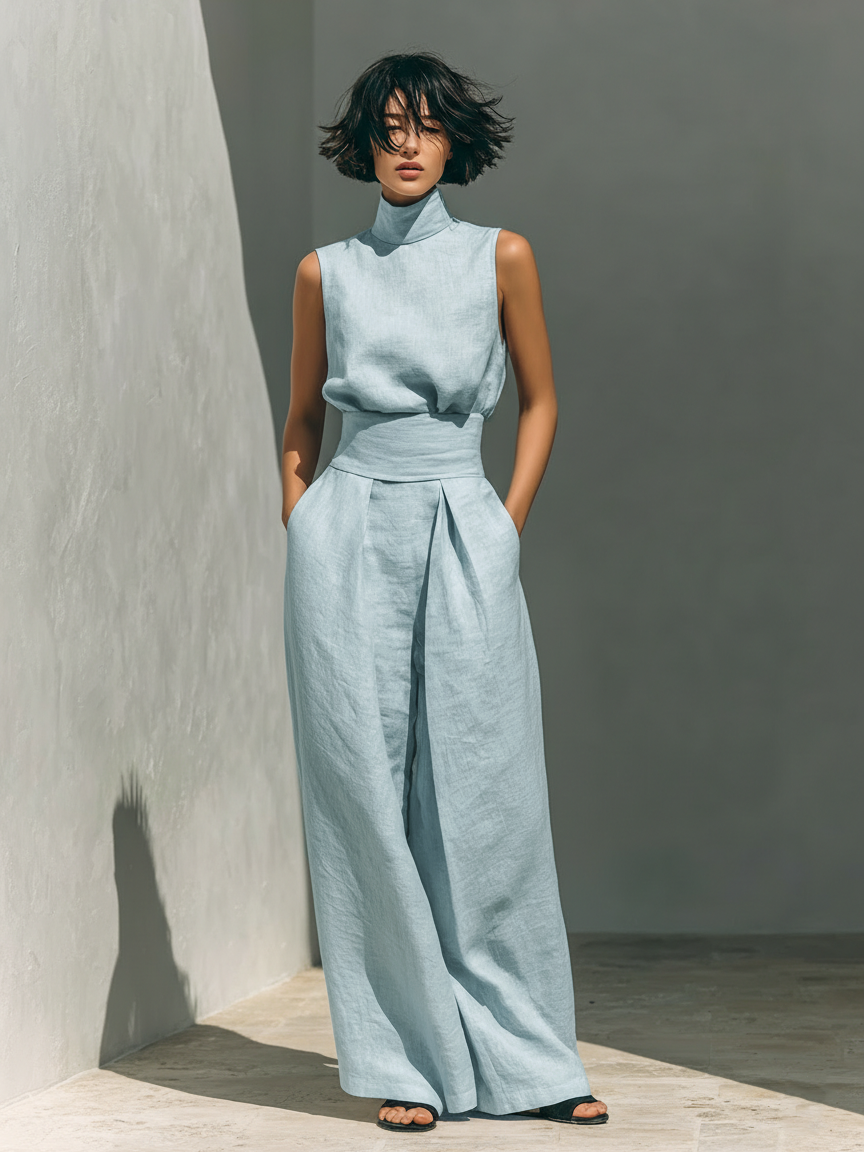 Carol | Ensemble pantalon large et caraco minimaliste