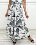 Margot | Robe longue classique en toile de Jouy