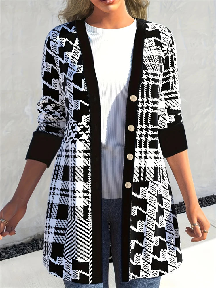 LEONA™ | Cardigan élégant à imprimé géométrique
