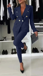 PENNIE™ - Ensemble blazer col élégant et pantalon évasé