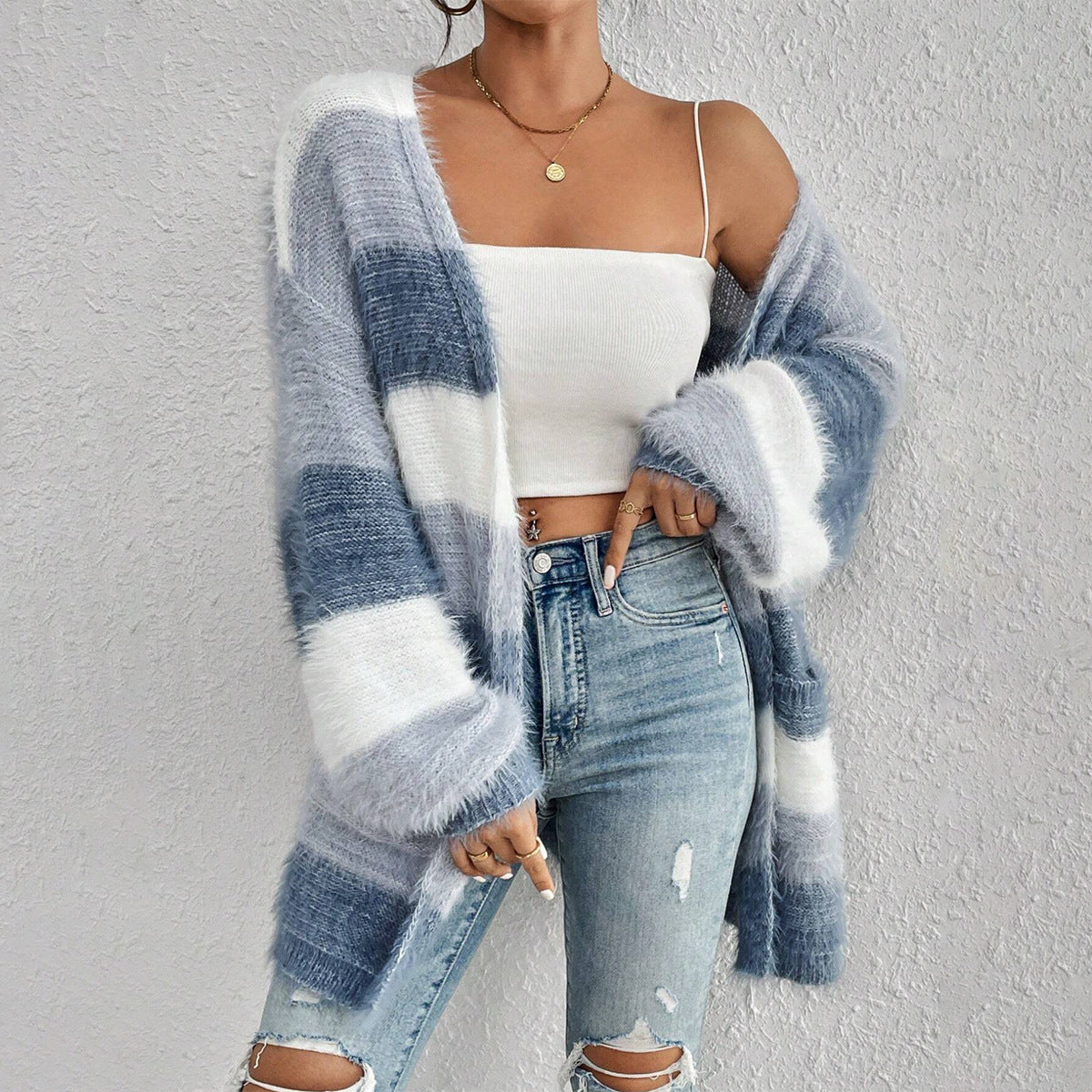 JULIETA™ - Cardigan douillet en maille floue à manches longues et devant ouvert