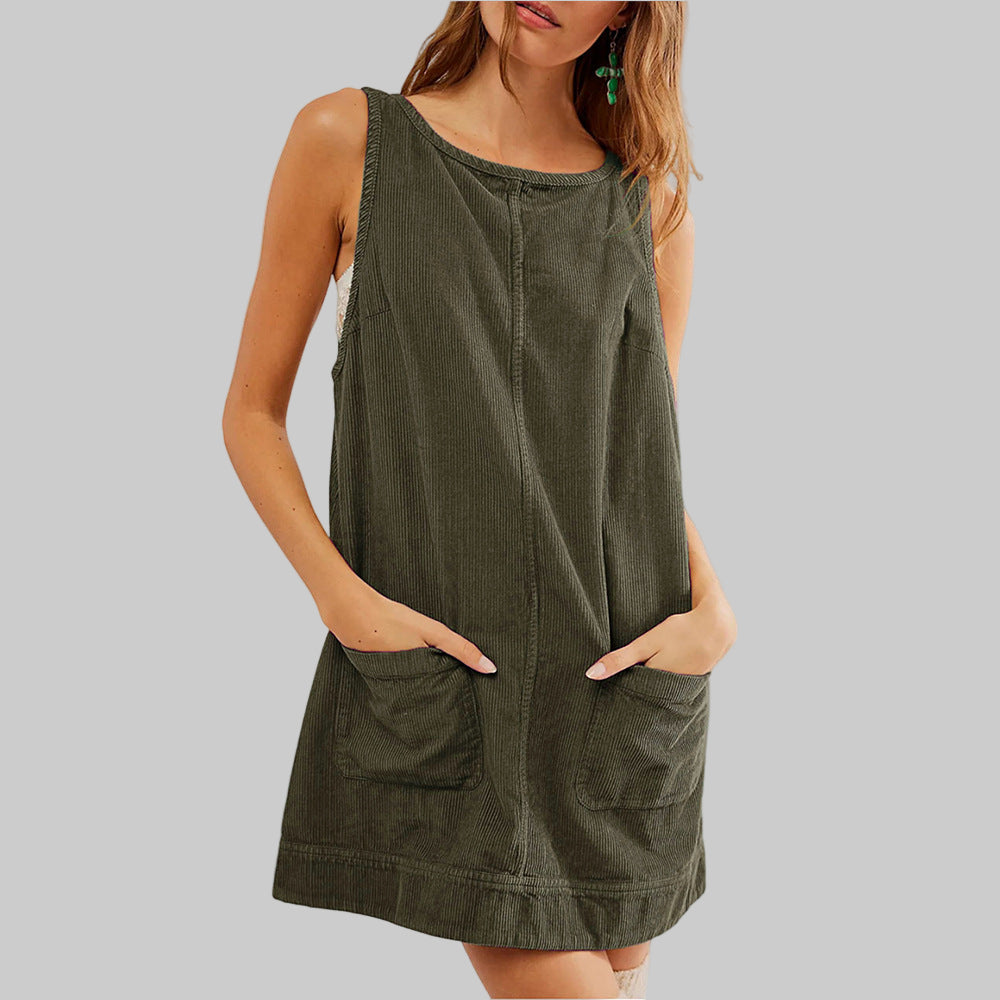 SADA™ - Robe Courte Trapèze Chic à Col Rond