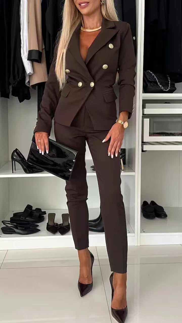 PENNIE™ - Ensemble blazer col élégant et pantalon évasé