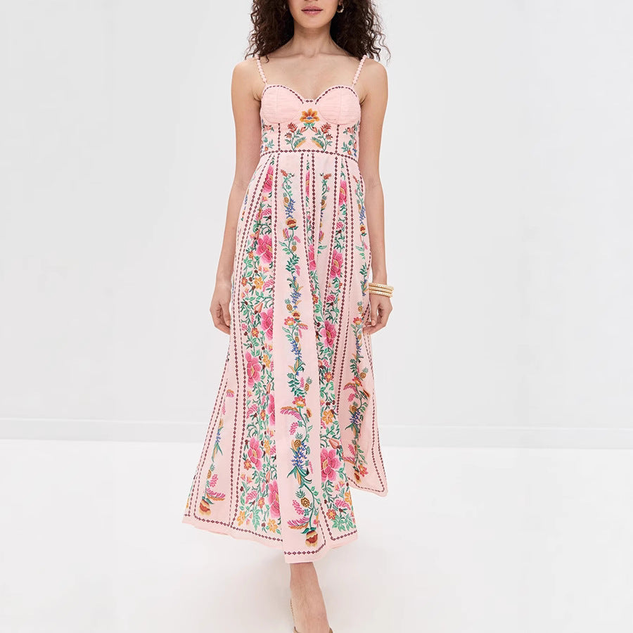IDONNA™ – Robe longue d'été fleurie sans manches de classe