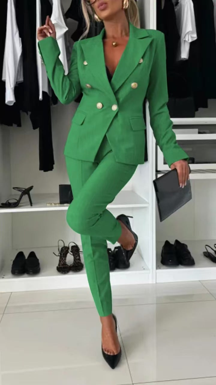 PENNIE™ - Ensemble blazer col élégant et pantalon évasé