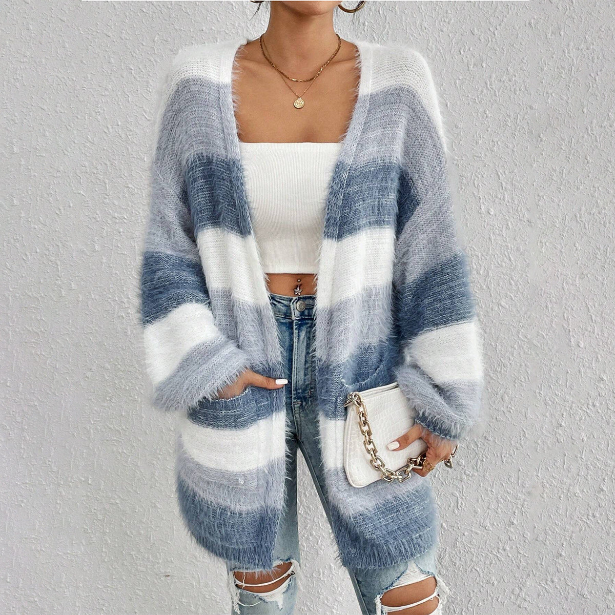 JULIETA™ - Cardigan douillet en maille floue à manches longues et devant ouvert