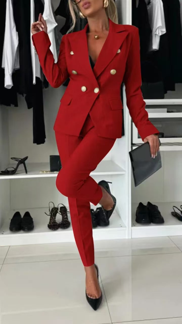 PENNIE™ - Ensemble blazer col élégant et pantalon évasé