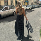 ZENA™ - Robe longue dos nu à col en V et pois classiques