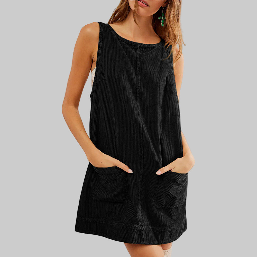 SADA™ - Robe Courte Trapèze Chic à Col Rond