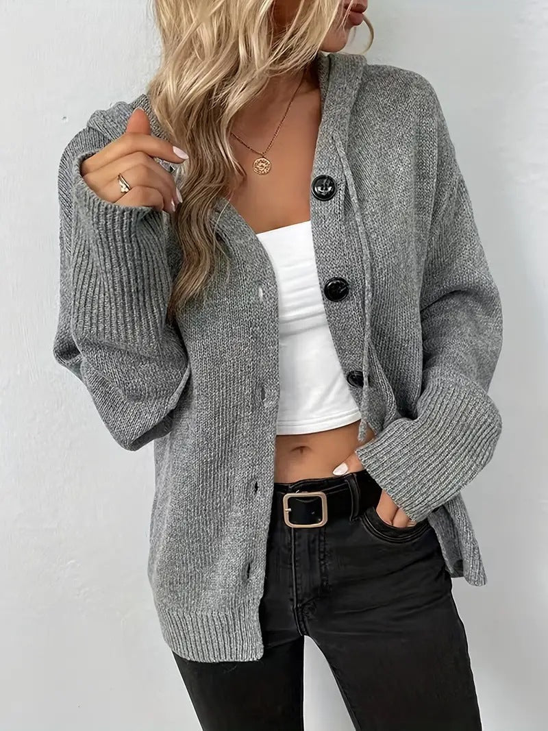 MILSA™ - Gilet à capuche boutonné uni et douillet