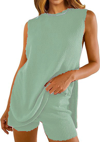 SAVINA™ – Ensemble décontracté sans manches : pull et short