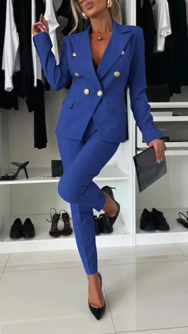 PENNIE™ - Ensemble blazer col élégant et pantalon évasé