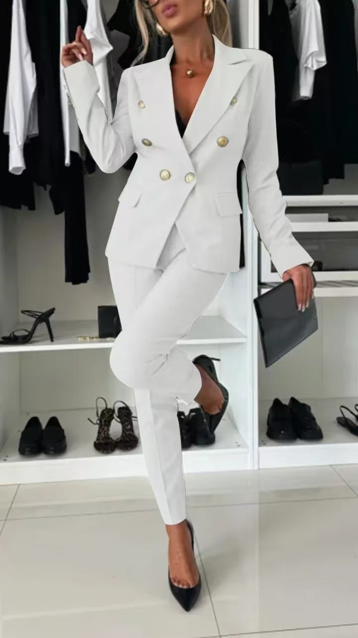 PENNIE™ - Ensemble blazer col élégant et pantalon évasé