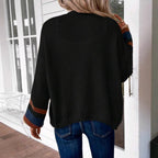 JANTHE™ - Comfy Open Front Striped Lantern Sleeve Cardigan