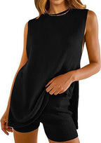 SAVINA™ – Ensemble décontracté sans manches : pull et short
