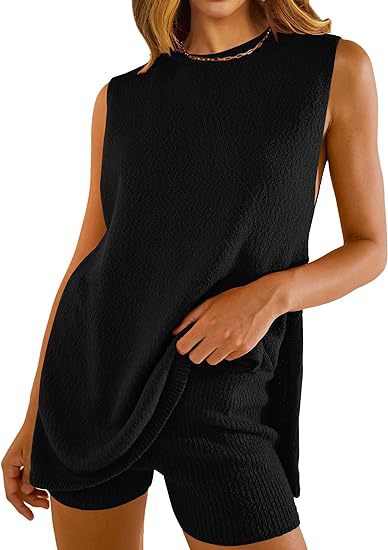 SAVINA™ – Ensemble décontracté sans manches : pull et short