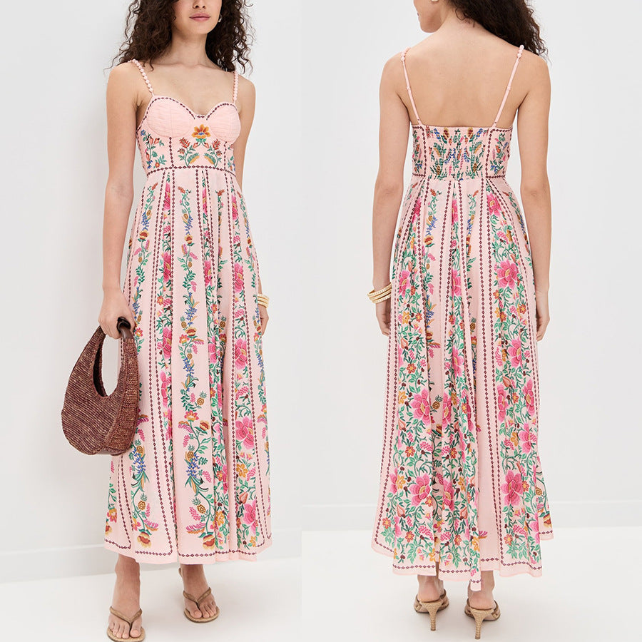 IDONNA™ – Robe longue d'été fleurie sans manches de classe