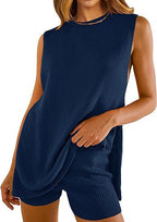 SAVINA™ – Ensemble décontracté sans manches : pull et short