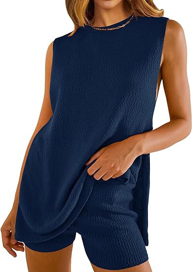 SAVINA™ – Ensemble décontracté sans manches : pull et short