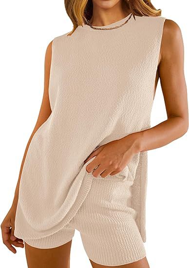 SAVINA™ – Ensemble décontracté sans manches : pull et short