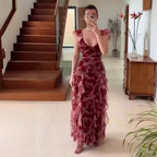 MARIELA™ – Robe longue romantique à volants fleuris