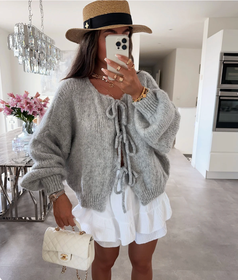 Eva | Gilet en maille avec nœud