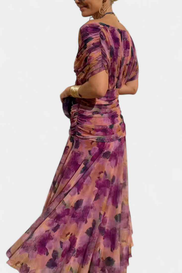 Gloria | Robe longue fleurie col en V