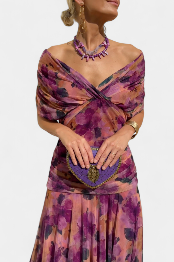 Gloria | Robe longue fleurie col en V