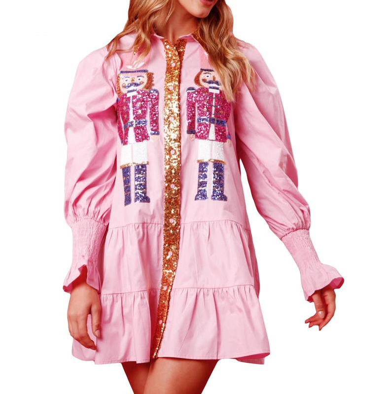 SHEENA™ - Mini robe sweatshirt de fêtes à jupe à paillettes