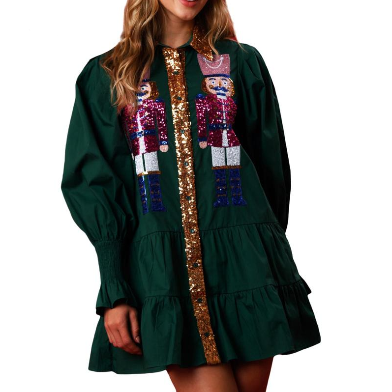 SHEENA™ - Mini robe sweatshirt de fêtes à jupe à paillettes