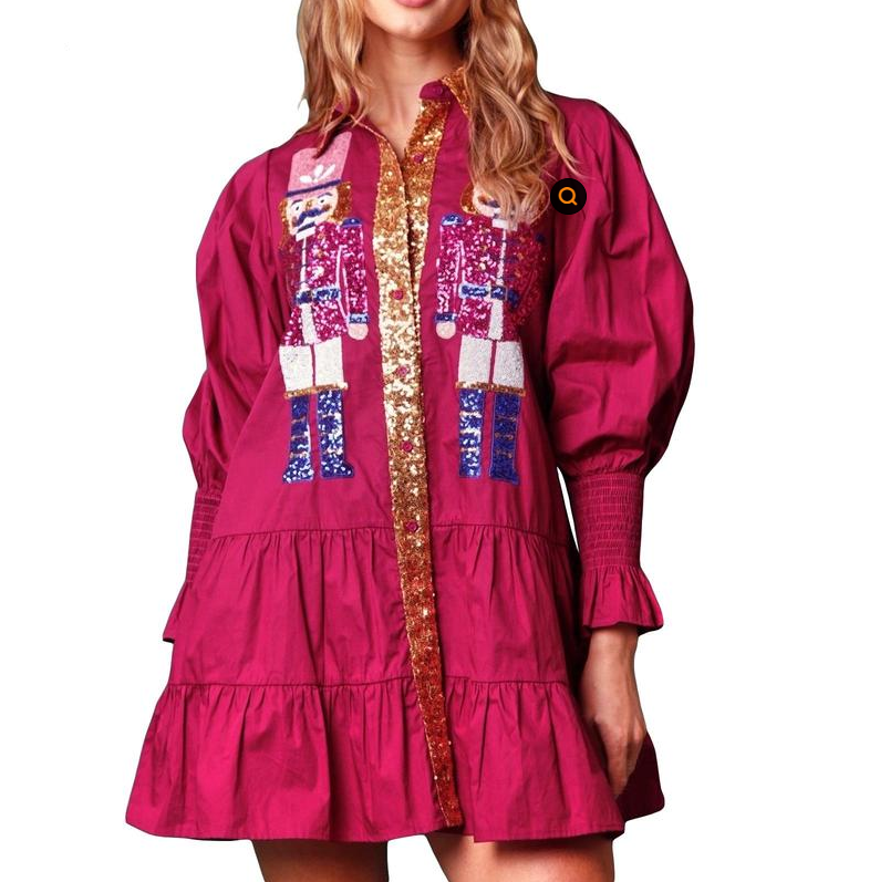 SHEENA™ - Mini robe sweatshirt de fêtes à jupe à paillettes